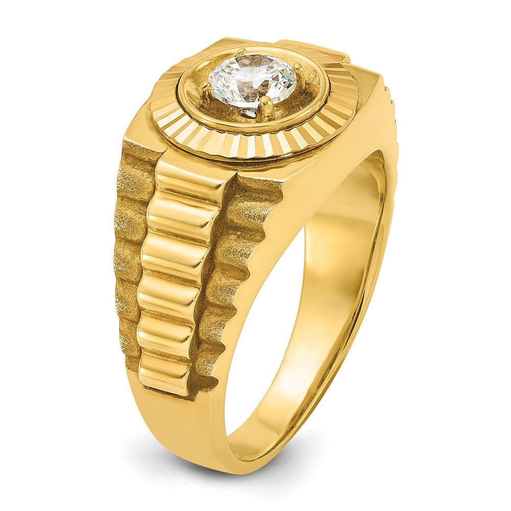 IBGoodman Men's Polished Satin and Textured 1/2 Carat AA Quality Diamond Ring - WBC