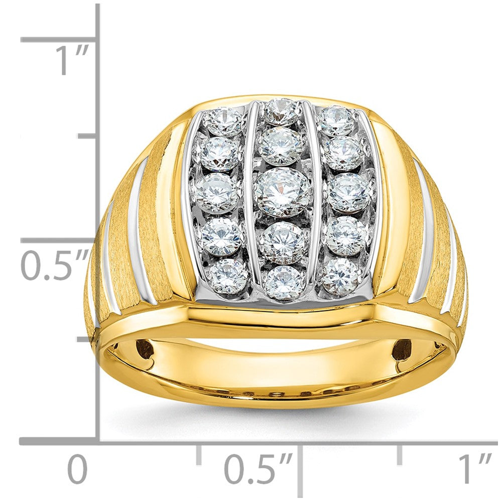 IBGoodman Two-tone with Rhodium Men's Polished Satin and Grooved 1 Carat AA Quality Diamond Ring - WBC