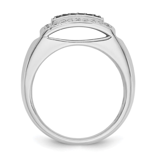 IBGoodman Men's Polished and Cut-Out 3/4 Carat AA Quality Black and Diamond Rectangle Ring - WBC