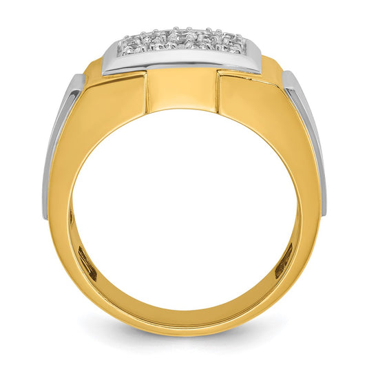 IBGoodman with Rhodium Men's Polished and Satin 1/2 Carat AA Quality Diamond Cluster Ring - WBC
