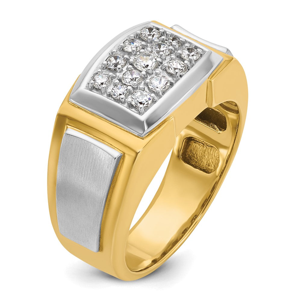 IBGoodman with Rhodium Men's Polished and Satin 1/2 Carat AA Quality Diamond Cluster Ring - WBC