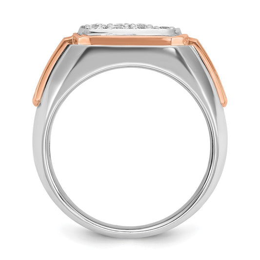 IBGoodman and Men's Polished and Satin 1 Carat AA Quality Diamond Cluster Ring - WBC