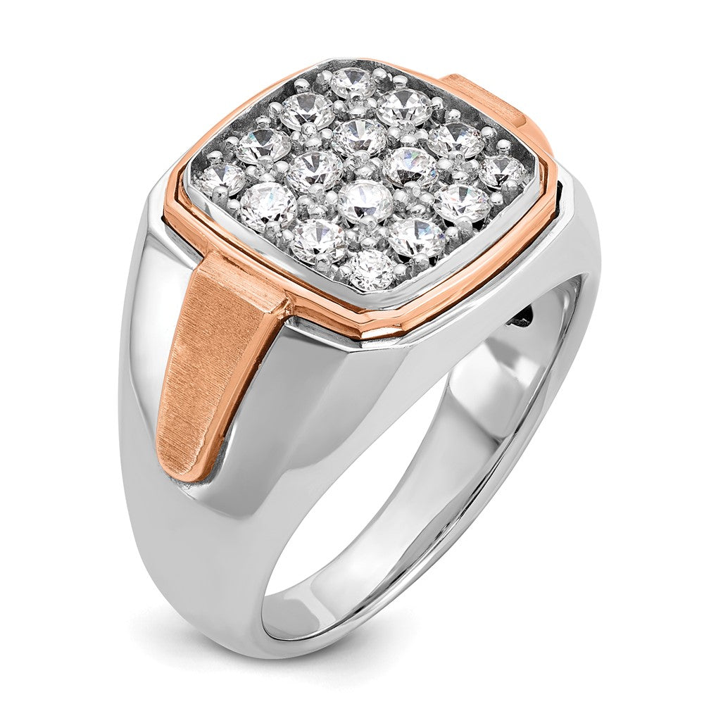 IBGoodman and Men's Polished and Satin 1 Carat AA Quality Diamond Cluster Ring - WBC
