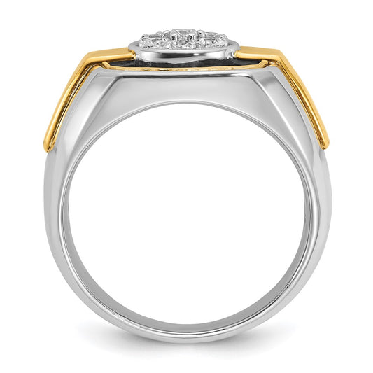 IBGoodman Two-tone with Black Rhodium Men's Polished and Satin 1/2 Carat AA Quality Diamond Cluster Ring - WBC