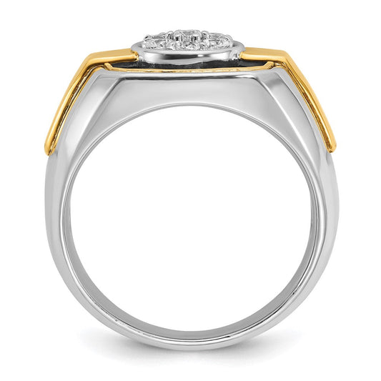 IB Goodman Men's 14K Two-Tone Gold Gladiator Black Rhodium Satin 1/2 ct AA Diamond Cluster Ring