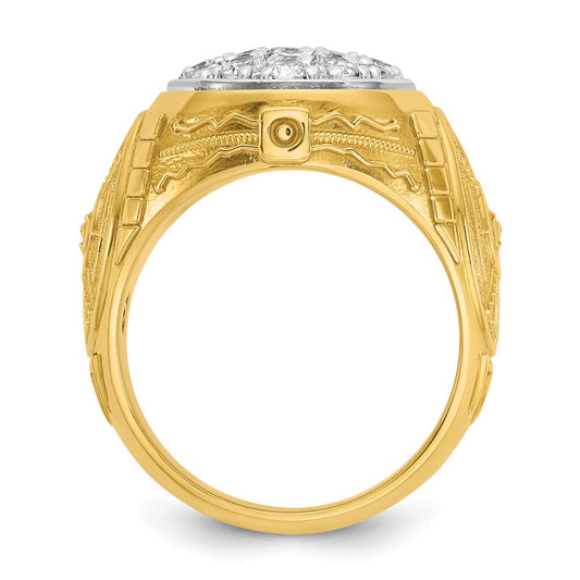 IBGoodman Two-tone Men's Polished and Textured 1 5/8 Carat AA Quality Diamond Oval Cluster Ring - WBC