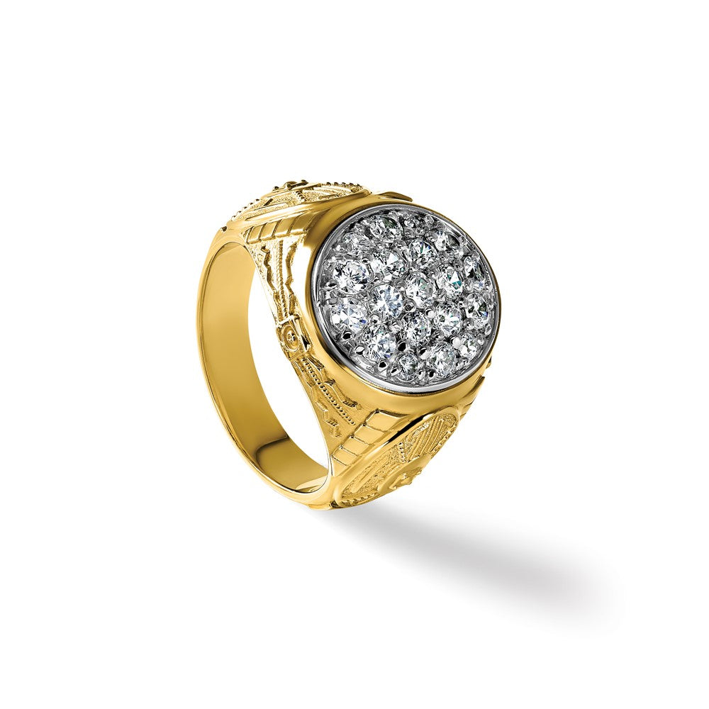 IBGoodman Two-tone Men's Polished and Textured 1 5/8 Carat AA Quality Diamond Oval Cluster Ring - WBC