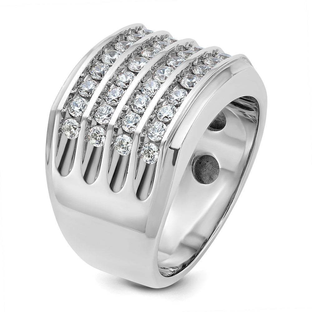 IB Goodman Mens Polished and Grooved 4-Row 1.6 Carat AA Quality Diamond Ring - WBC