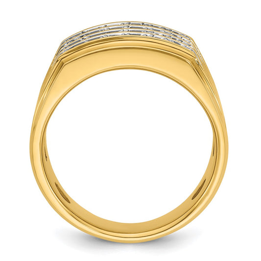 IB Goodman with Rhodium Mens Polished and Grooved 4-Row 1.6 Carat AA Quality Diamond Ring - WBC