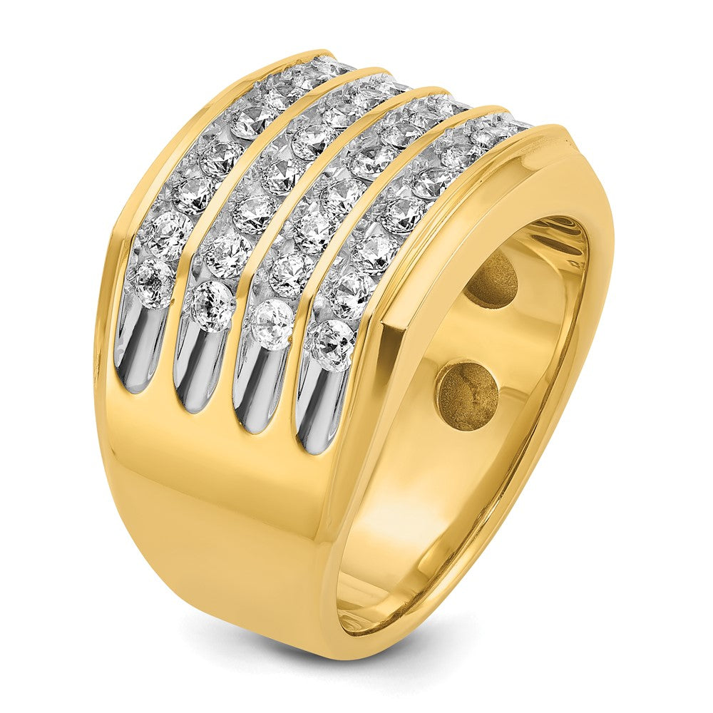 IB Goodman with Rhodium Mens Polished and Grooved 4-Row 1.6 Carat AA Quality Diamond Ring - WBC
