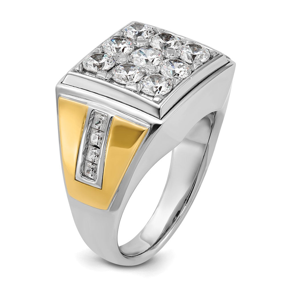 IBGoodman Two-tone Men's Polished 2 1/3 Carat AA Quality Diamond Square Cluster Ring - WBC
