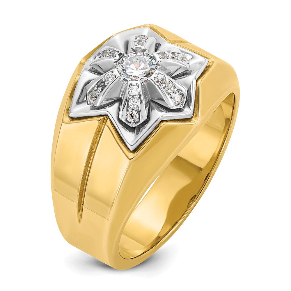 IBGoodman Two-tone Men's Polished and Grooved 3/8 Carat AA Quality Diamond Star Ring - WBC