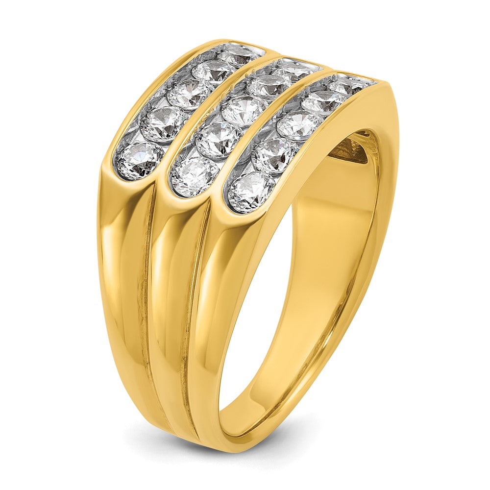 IBGoodman Men's Polished and Grooved 3-Row 1.65 Carat AA Quality Diamond Ring - WBC