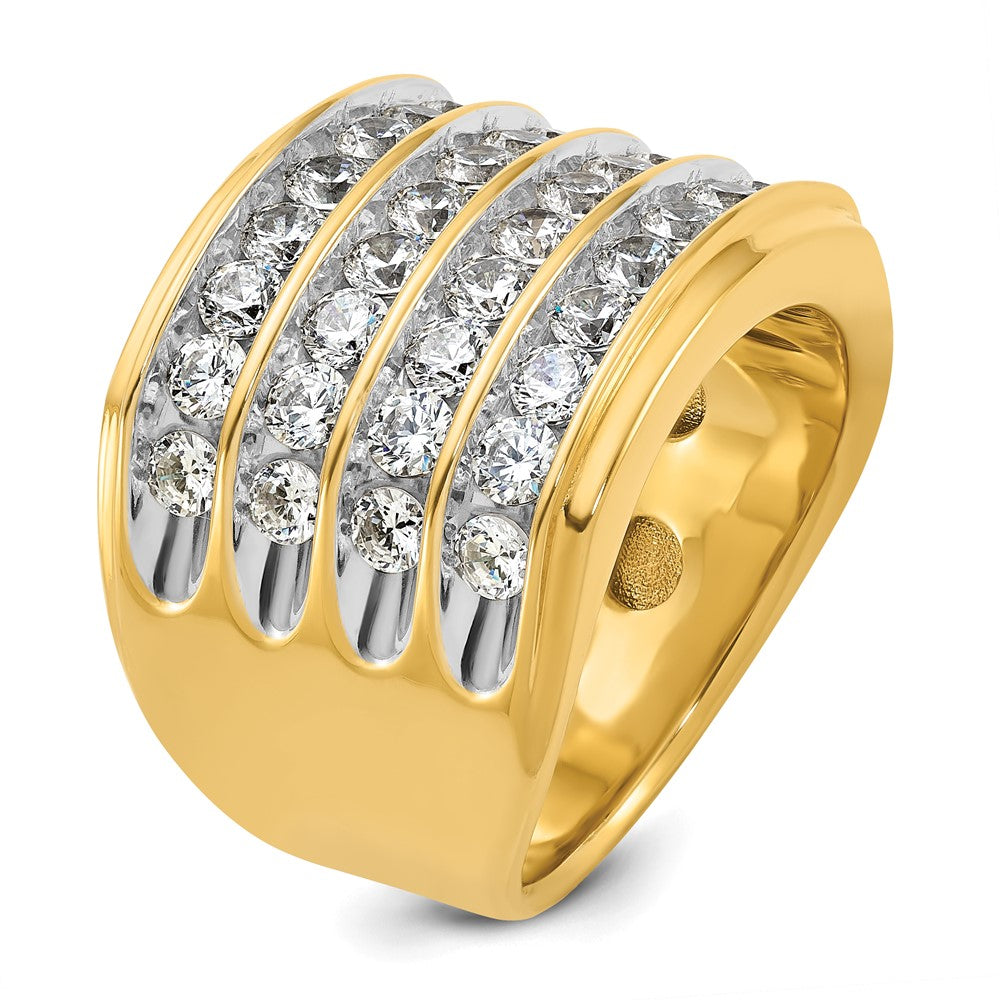 IBGoodman with Rhodium Men's Polished 4-Row 3 5/8 Carat AA Quality Diamond Ring - WBC