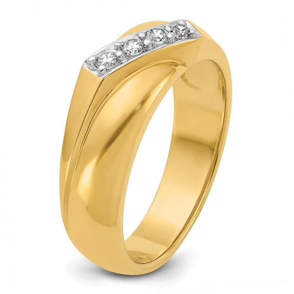 IB Goodman with Rhodium Mens Polished Curved 4-Stone 1/5 Carat AA Quality Diamond Ring - WBC