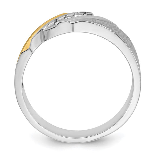 IBGoodman Two-tone Men's Polished Satin and Grooved 4-Stone 1/4 Carat AA Quality Diamond Ring - WBC
