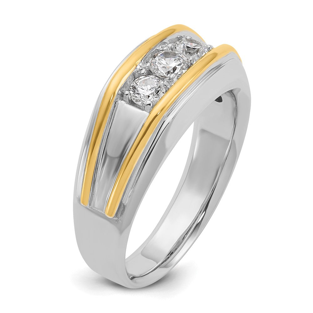 IBGoodman Two-tone Men's Polished 3-Stone 1/2 Carat AA Quality Diamond Ring - WBC