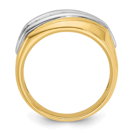 IBGoodman Two-tone Men's Polished and Grooved Graduated 7-Stone 1/2 Carat AA Quality Diamond Ring - WBC