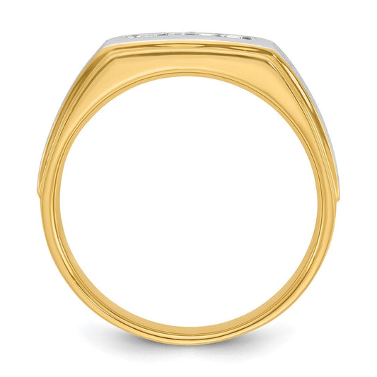 IB Goodman Men's Inlay 14K Gold Polished & Satin 5-Stone 1/10 ct AA Diamond Ring