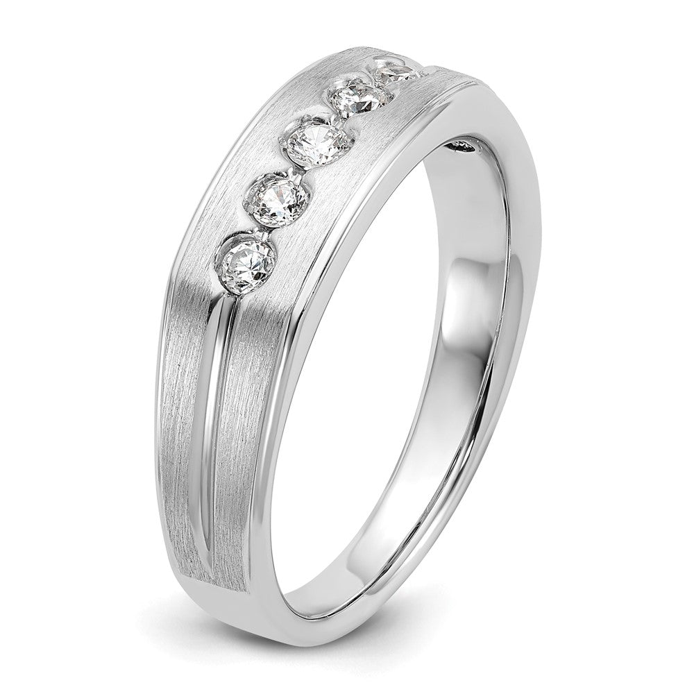 IBGoodman Men's Polished Satin and Grooved 1/4 Carat AA Quality Diamond 5-Stone Ring - WBC