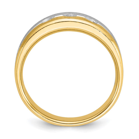 IB Goodman Two-tone Mens Polished and Satin 1/4 carat Diamond 3-Stone Complete Ring - WBC