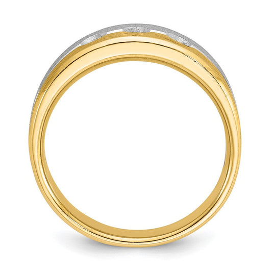 IB Goodman Men's 14K Two-Tone Gold Polished & Satin 1/4 ct Diamond 3-Stone Ring