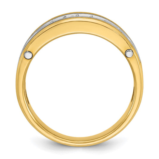 IB Goodman Two-tone Mens Polished Satin and Grooved 7-Stone 1/2 Carat AA Diamond Ring - WBC