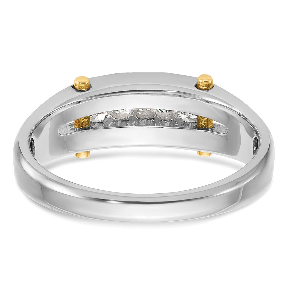 IB Goodman Men's 14K Two-Tone Gold Polished & Satin Channel-set 5-Stone 1/4 ct AA Diamond Ring
