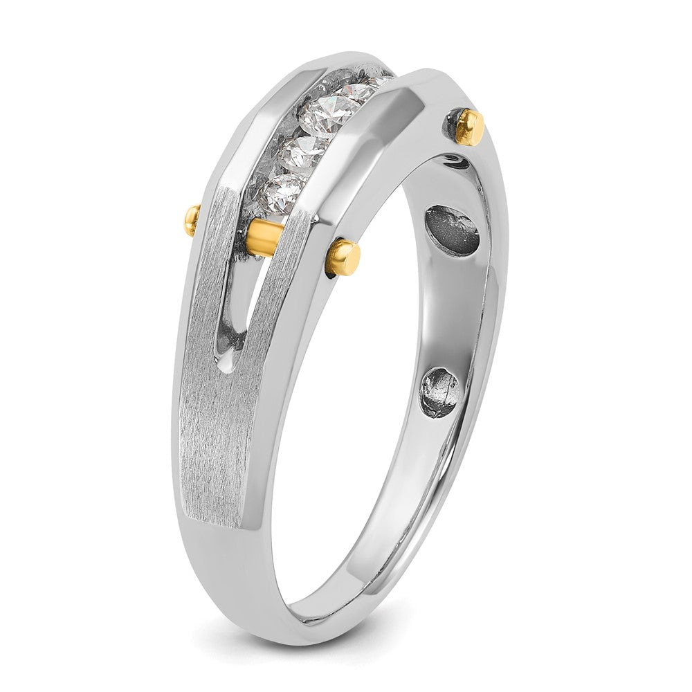 IB Goodman Two-tone Mens Polished and Satin Channel-set 5-Stone 1/4 Carat AA Diamond Ring - WBC