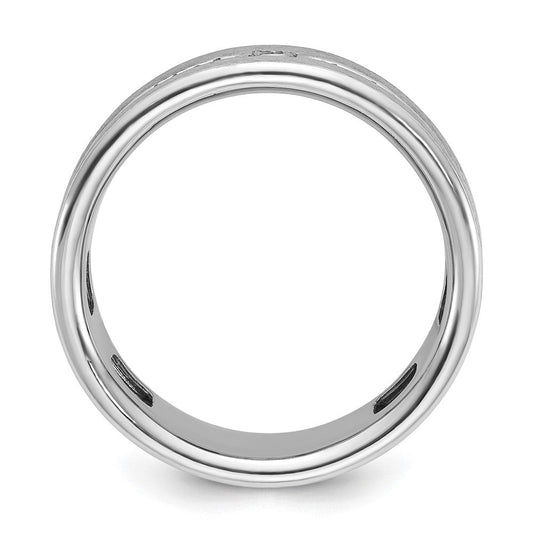 IB Goodman Men's 14K White Gold Stipple Polished & Satin 1/5 ct AA Diamond Ring