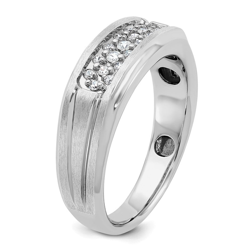 IB Goodman Mens Polished Satin and Grooved 1/4 Carat AA Quality Diamond Ring - WBC