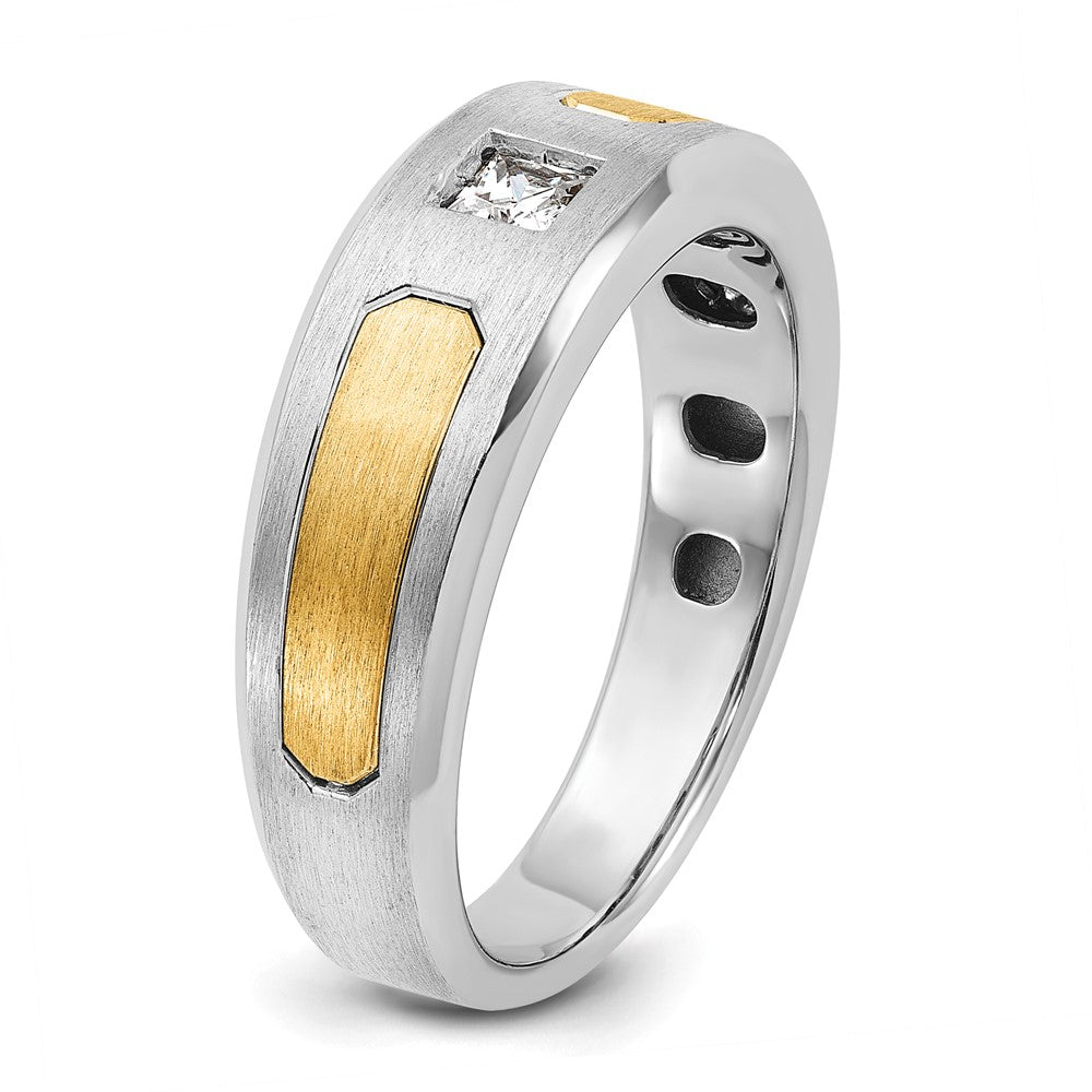 IB Goodman Two-tone Mens Polished and Satin 1/5 carat Diamond Complete Ring - WBC