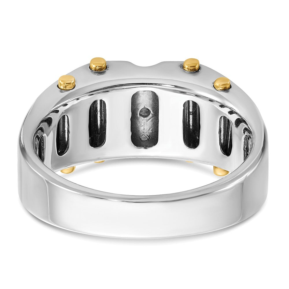 IB Goodman Men's 14K Two-Tone Gold Black Rhodium Textured 3-Stone 1/4 ct AA Diamond Ring