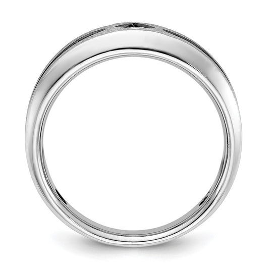 IBGoodman with Black Rhodium Polished Satin and Grooved 1/2 Carat AA Quality Black and Diamond Ring - WBC