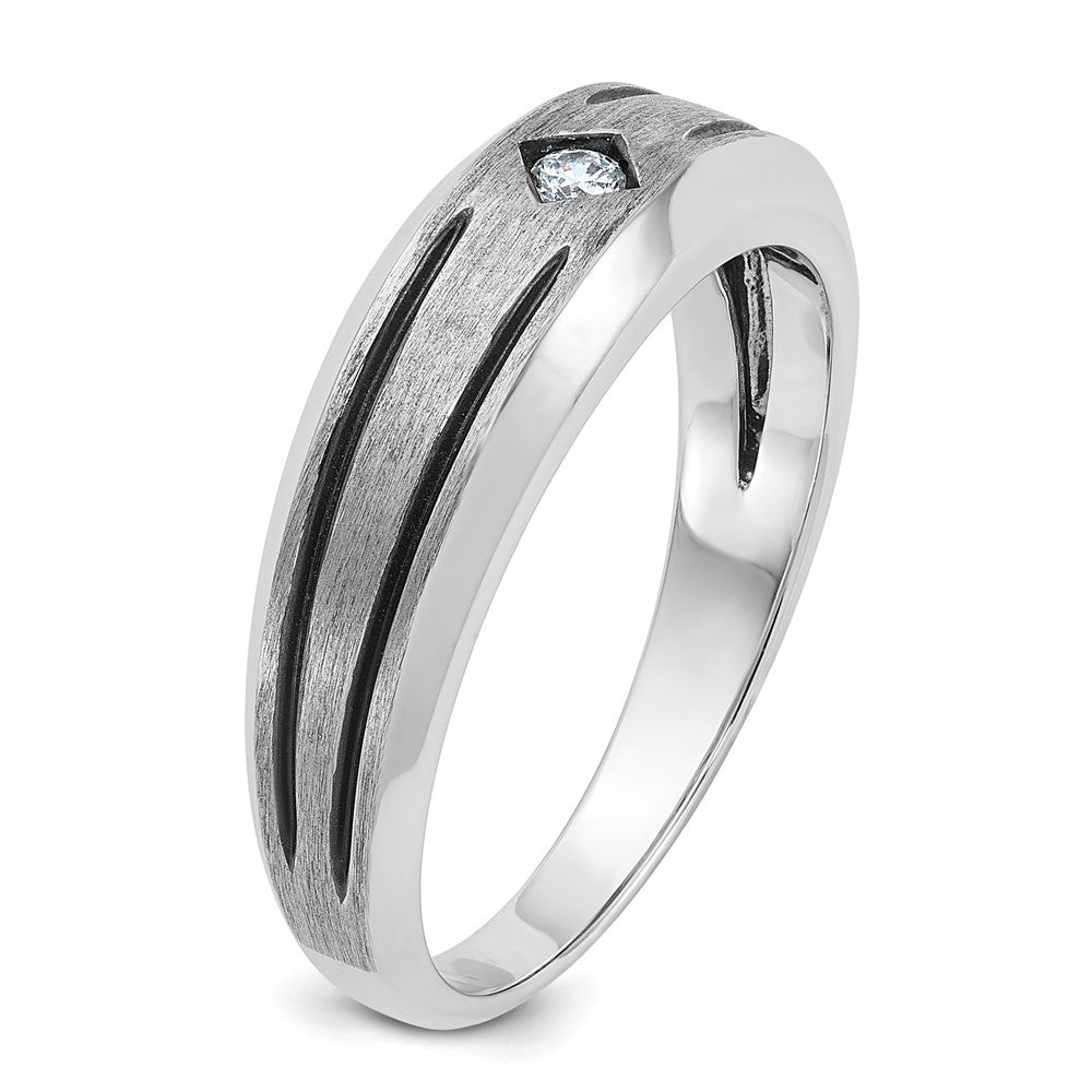 IB Goodman with Black Rhodium Mens Satin 1/20 carat Diamond Complete Ring - WBC