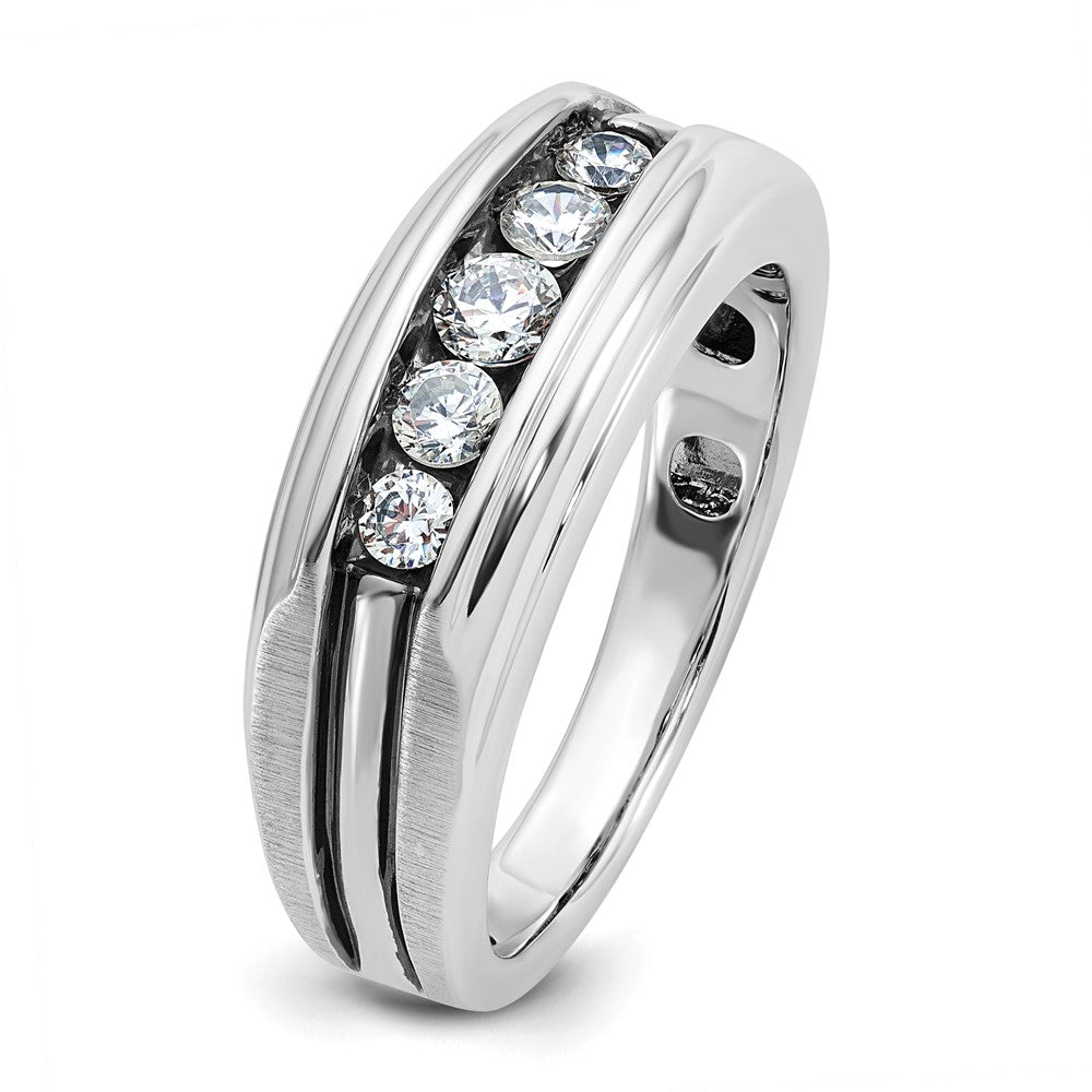 IBGoodman with Black Rhodium Men's Polished Satin and Grooved 5-Stone 1/2 Carat AA Quality Diamond Ring - WBC