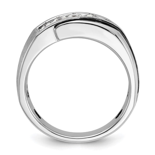 IB Goodman with Black Rhodium Mens Polished Satin and Grooved 5-Stone 1/2 Carat AA Diamond Ring - WBC