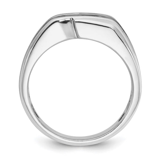 IBGoodman with Black Rhodium Men's Polished Satin and Grooved 3-Stone 1/2 Carat AA Quality Diamond Ring - WBC