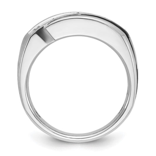 IB Goodman Men's 14K White Gold Black Rhodium Satin & Grooved 5-Stone 1 ct AA Diamond Ring