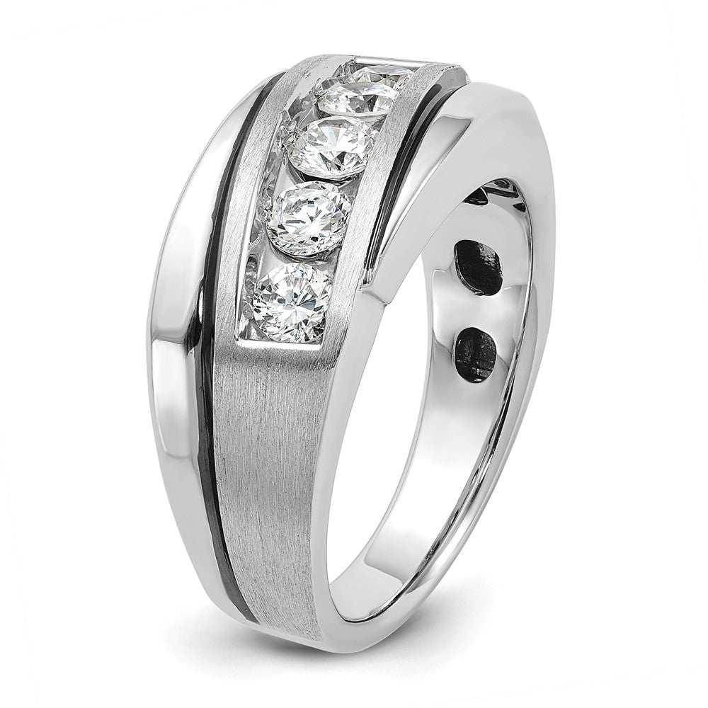 IB Goodman with Black Rhodium Mens Polished Satin and Grooved 5-Stone 1 Carat AA Diamond Ring - WBC