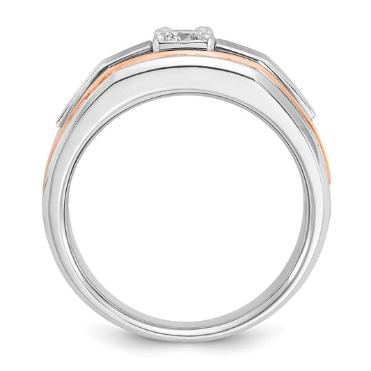 IB Goodman Men's 14K White & Rose Gold / Satin 1/3 ct Diamond Ring, 10.15mm