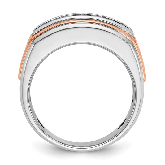 IBGoodman and Men's Polished and Grooved 5-Stone 1 Carat AA Quality Diamond Ring - WBC