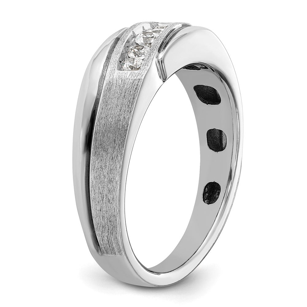 IB Goodman with Black Rhodium Mens Polished Satin and Grooved 5-Stone 1/4 Carat AA Diamond Ring - WBC