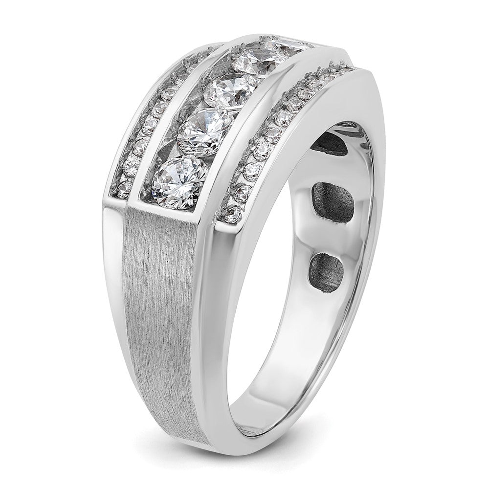 IBGoodman Men's Polished and Satin 3-Row 1 1/4 Carat AA Quality Diamond Ring - WBC