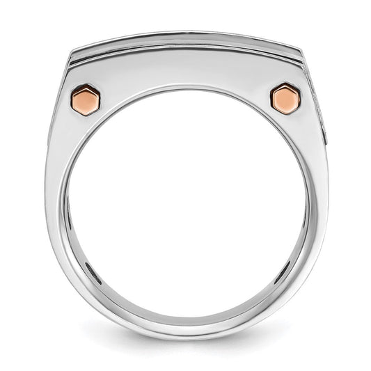 IB Goodman Men's 14K White & Rose Gold & Black Rhodium Grooved 5-Stone 1 ct AA Diamond Ring
