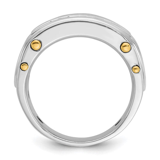 IB Goodman Men's 14K Two-Tone Gold Polished Channel-set 5-Stone 1 ct AA Square Diamond Ring