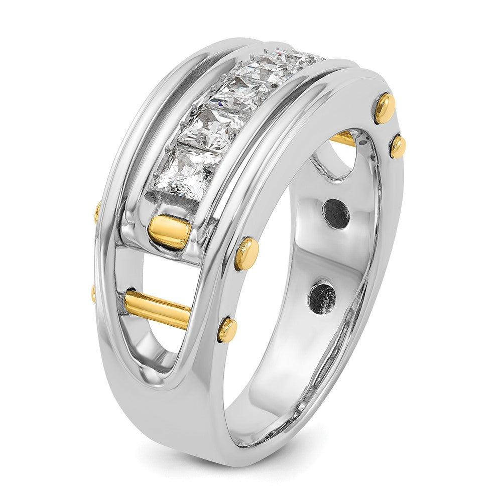 IB Goodman Two-tone Mens Polished Channel-set 5-Stone 1 Carat AA Square Diamond Ring - WBC