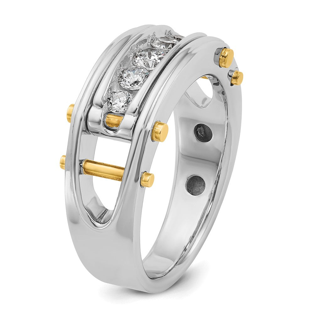 IB Goodman Two-tone Mens Polished Grooved Channel-set 5-Stone 1/2 Carat AA Diamond Ring - WBC