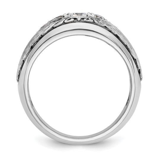 IBGoodman with Black Rhodium Men's Polished and Textured 5-Stone 1/2 Carat AA Quality Diamond Ring - WBC