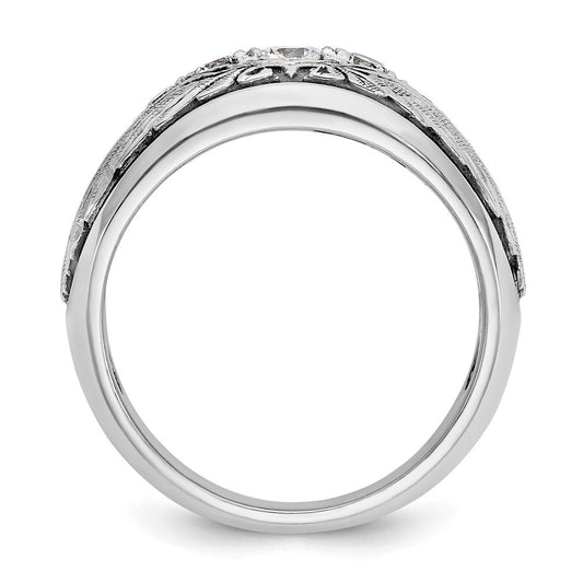 IB Goodman Men's Baroque 14K White Gold Black Rhodium Textured 5-Stone 1/2 ct AA Diamond Ring